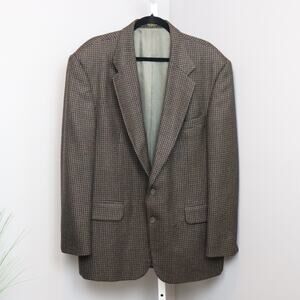 Oscar de la Renta Men’s Wool Blazer 44R Brown Houndstooth‎